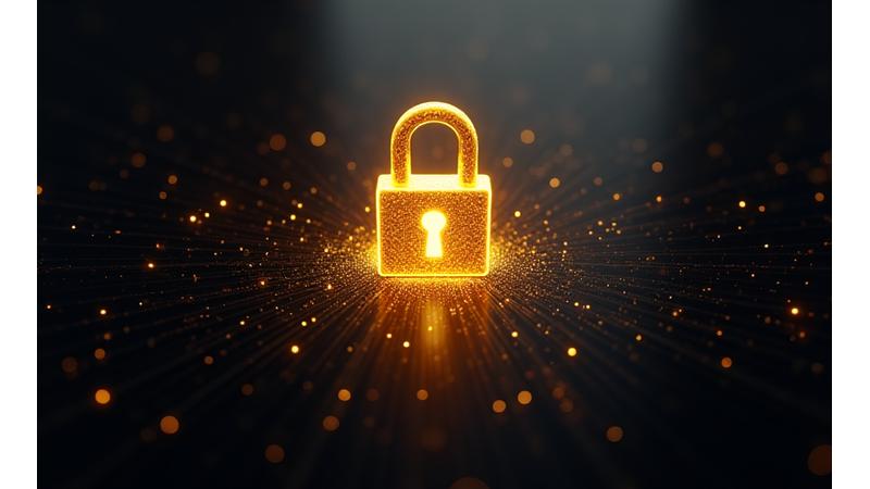 Privacy pledge with lock icon on secure digital interface