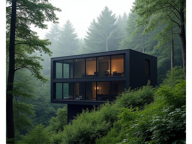 Sleek villa in forested setting, Norway